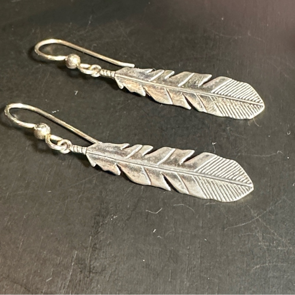 American West Carolyn Pollack earrings silver 925 feathers southwest style